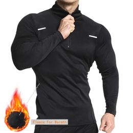 Men's Thermal Underwear Winter Plus Velvet Shirts Men Thermal Underwear Compression Soccer Football T-Shirt Thermal Blouse High Collar Warm Underwear 231220