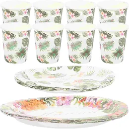 Disposable Dinnerware 1 Set Of Summer Party Tableware Paper Plates Serving