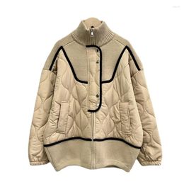 Women's Jackets Autumn Winter Stand Collar Women Sweater Coat Korean Version Loose Splice Cotton Cardigans Jacket Tops