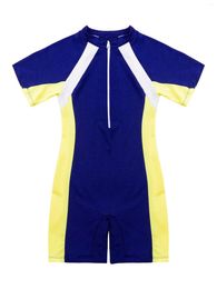 Women's Swimwear Kids Girls One-piece Swimsuit Mock Neck Front Zip Colour Blocked Swimming Bathing Jumpsuit Bodysuit Sun Protection Beachwear