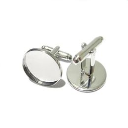 Beadsnice cufflink parts for jewelry making brass handmade cufflink whole with 16mm round cabochon tray ID8896183V