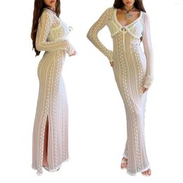 Work Dresses Chic Women Vintage Satin Long Dress Set V-neck Lace Patchwork Slip With Sleeve Tie-up Cardigan Sexy Club Party