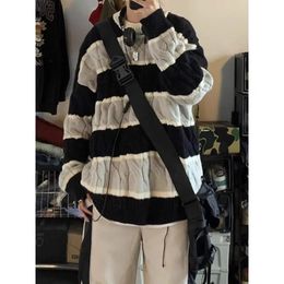 Autumn and Winter Korean Fashion Men and Women Retro Personality Round Neck Sweater Couple Loose Hip Hop Casual Harajuku Y2K Top 231220