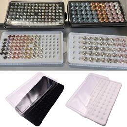 Jewelry Pouches Elegant 50 Grids Diamond Storage Box Display Tray With Clear Lid Suitable For