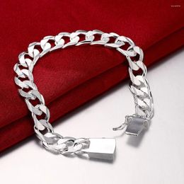 Charm Bracelets 925 Sterling Silver Bracelet Buckle Sideways Chain For Unisex Man Women Gift