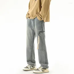 Men's Jeans 2023 Arrival Men Straight Leg High Waist Full Length Baggy Zipper Street Korean Four Seasons Denim Pants Male