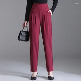 Women's Pants High-Quality Wine Red Casual Versatile Solid Colour Pencil Spring And Autumn Office Pants2023