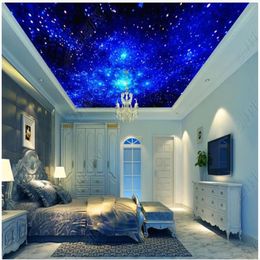 Customized Large 3D po wallpaper 3d ceiling murals wallpaper Fantasy universe blue starry living room zenith ceiling mural wall273Z