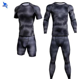 Dresses Quick Dry Compression Sport Suit Men 4pc Short/long Sleeve Shirt+shorts/pants Running Set Fiess Gym Tight Sportswear Rashguard