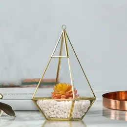 Bottles 12 24cm Metal Frame Glass House Vase Home Decoration Gold Square Style Eternal Life Flower Gift Box Wedding DIY Prop