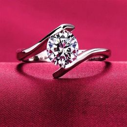 S925 silver wedding Anel Ring 18K real white gold plated CZ Diamond 4 prong engagement wedding bridal Ring women298n