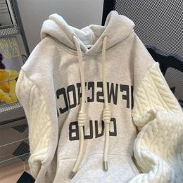 American style autumn and winter men and women high-end knitted patchwork hooded sweaters couples lazy casual personality Y2K 231220