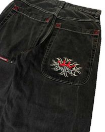 Herren Jeans Y2K Brief bestickt JNCO Jeans Hip Hop Baggy Jeans schwarze Hosen Männer Frauen neue Harajuku Mode hohe Taille weites Bein Hose L231220