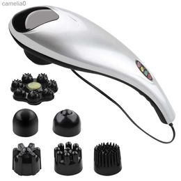Electric massagers Electric Dolphin Massager luxury Back Massage Hammer Vibration Infrared Stick Roller Cervical Body Massager with 6 headL231220