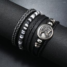 Charm Bracelets Vintage Eagle Leather Bracelet For Men Hand Braid Simple Fashion Multi-Layer Men's Set Jewellery Wholesale