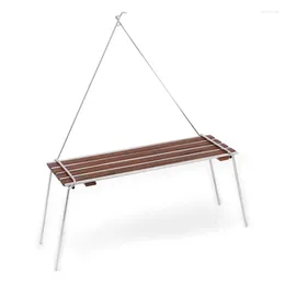 Camp Furniture Stainless Steel Beech Wood Folding Table Family Hiking Rack Practical Camping Outdoor
