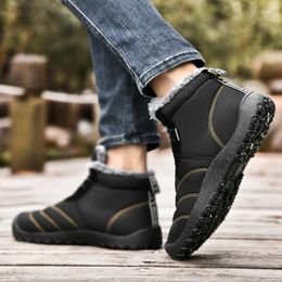 Boots All-match Men's Snow Arrival Men Winter Plush 2023 Stylish Male Comfortable Ankle Outdoor Shoes