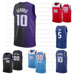 Custom Kids Youth 0 Malik Monk Sacramentos De'Aaron 5 Fox Basketball Jersey 10 Domantas Sabonis 40 Harrison Barnes Kevin Huerter Keegan Murray Basketball Jerseys