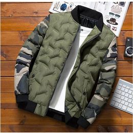 Men s Stand Collar Outwear Coat Men Winter Baseball Jacket Camouflage Patchwork Cotton Coats Slim Fit College Warm Jackets MY209 231020