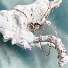 luxury Designer Necklace Korean Fashion Simple Necklace 2024 New Ins style rose gold double ring titanium steel collarbone chain