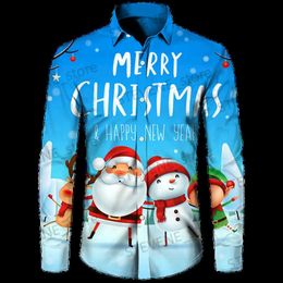 Men's Casual Shirts 2023 Festival Dress Hot Sale Christmas Long Sleeve Shirt Lapel Men's Shirt 3d Printing Luxury Men's Clothing Shirt For Men T231220