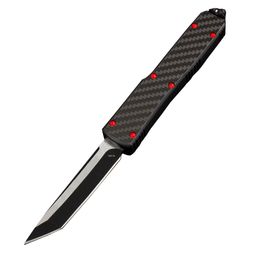 High End U T 85 AUTO Tactical Knife D2 Titanium Coating Blade CNC 6061-T6/Carbon Fiber Handle EDC Pocket Gift Knives With Nylon Bag