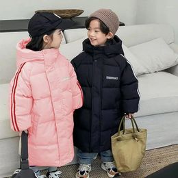 Down Coat 2-9 Years Old Warm Hooded Jacket Korean Overcoat Winter Boys Girls Plus Velvet Thickening Fashion Children's Clothing