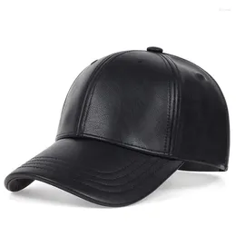 Ball Caps Adult Solid Color Leather Baseball Cap Spring Autumn And Winter Fashion Trend Leisure Hip Hop Hats Male Sports Trucker