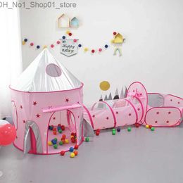 Toy Tents Children's Toy Tent 3 in 1 Crawling Tunnel Castle Play House Ocean Ball Pool Foldable Baby Toy Gift for Boy and Girl New Q231220