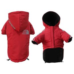 Designer Dogs Clothes The Dog Face Dog Apparel Winter Coat Warm Windproof Pet Hoodie With Reflective Letters Cold Weather Pets Jacket for Small Medium Dog Red XXL A158