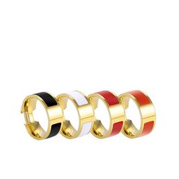 Classic Enamel Rainbow Designer 6MM Stainless Steel Band Ring Women Fashion Men Rings Unisex Jewelry Accessories Gift Size 5-11299u