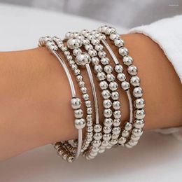 Strand DIEZI Fashion Korean CCB Beads Bracelets For Women Girls Sweet Cool Silver Color Men 2023 Gift Jewelry