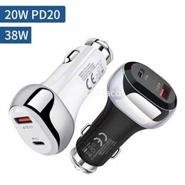 38W Dual Ports Fast Quick Charging PD USB C Car Charger Power Adapters For Ipad Iphone 12 13 14 15 Pro Samsung S22 S23 Xiaomi Huawei M1 With Box