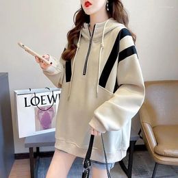 Women's Hoodies Womens Sweater Pullover Zipper Loose Shoulder Drop Casual Lazy Fashion Top 2023 Autumn Comfortable Women Wear