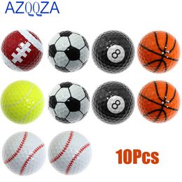 10Pcs Novelty Practice Golf Balls Novelty Baseball/Tennis/Football/Billiards Golf Balls Gift Ball for Kids Men Woman Practice 231220