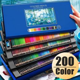Crayon 4872120150200 Professional Oil Color Pencil Set Soft Wood Watercolor De Couleur Drawing Pencils School Art Supplies 231219