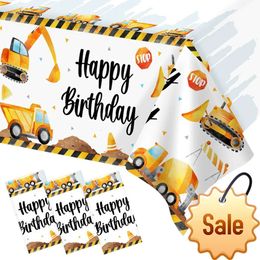 Construction Birthday Party Decorations Boy Kids Backdrop Background Excavator Tractor Engineering Vehicle Baby Shower Decor Party Favor Holiday Supplies