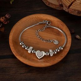 Charm Bracelets JHSL Female Women Statement Bangles With Heart Stainless Steel Silver Rose Gold Colour Fashion Jewellery