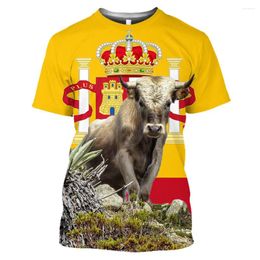 Men's T Shirts Spain Bullfighting T-Shirt Summer Clothing 3d Daily Casual Short-Sleeved Tops O-Neck Oversized Male Apparel