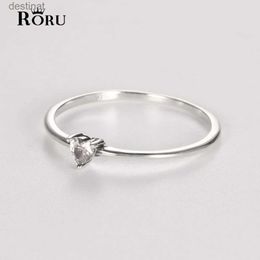 Solitaire Ring S925 Silver Shiny CZ Stone Lovely Sweet Heart Stone Ring for Women Laies Lover Luxury Brand Wedding Engagement Jewellery GiftsL231220