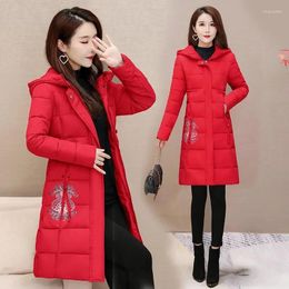 Women's Trench Coats Down Cotton Coat Womens 2023 Winter Retro Anti-Season Padded Jacket Women Large Size Chinese Style Embroidered Hooded