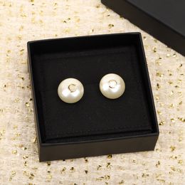 2024 Luxury quality Stud earring round shape pearl bead in 18k gold plated have stamp boX PS3610A