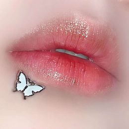 Sweet and Cool Butterfly Lip Earbone Nail Dropping Oil Colourful Sequin Fine Sparkling Instagram Small Spicy Girl Titanium Steel Piercing