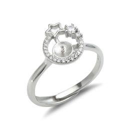 Star Ring Settings 925 Sterling Silver Blanks Cubic Zirconia Ring Semi Mounting for Pearl 5 Pieces319k