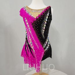 LIUHUO Rhythmic Gymnastics Leotards Girls Women Pink Black Competition Artistics Gymnastics Performance Wear Quality Crystals