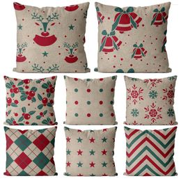 Pillow Christmas Elements Pillowcase Linen Decoration Gift Cover Suitable For Car Sofa 45cm Red Green