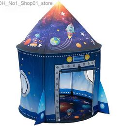 Toy Tents Rocket Ship Play Tent for Kids Spaceship Themed Playhouse Indoor Outdoor Party Children Foldable Camping Tent Birthday Toy Q231220
