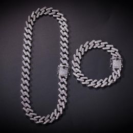Hip hop Necklace Strip Miami Cuban Chain Zircon-studded Hip-Hop Necklace for Men European and American Accessories176P