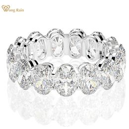 Wedding Rings Wong Rain 925 Sterling Silver Oval High Carbon Diamonds Gemstone Engagement Cluster Ring Wedding Band Fine Jewellery Wholesale 231219