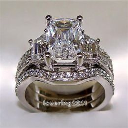 choucong Princess cut 5ct Diamond 10KT White Gold Filled 3-in-1 Engagement Wedding Ring Set Size 5-11 Gift284u